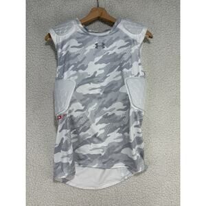 Under Armour Shirt Mens S White Camo Hex 5 Pad Padded Football Compression Tank